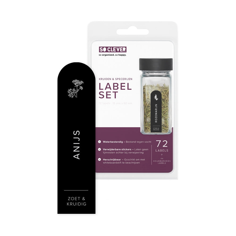So Clever kruidenset Kruidenrek Lade met 24 Kruidenpotjes en 72 Labels