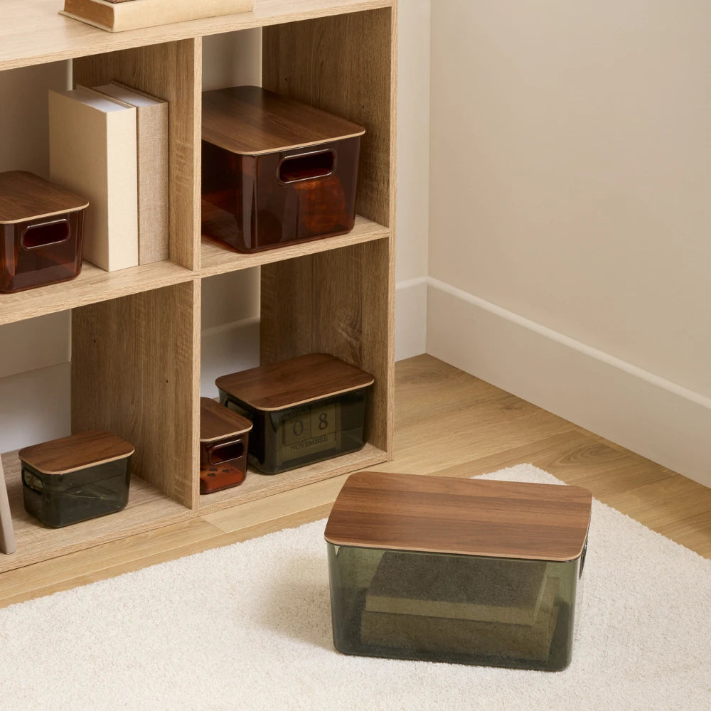 Groen transparant bakje acacia deksel 8 liter Five®