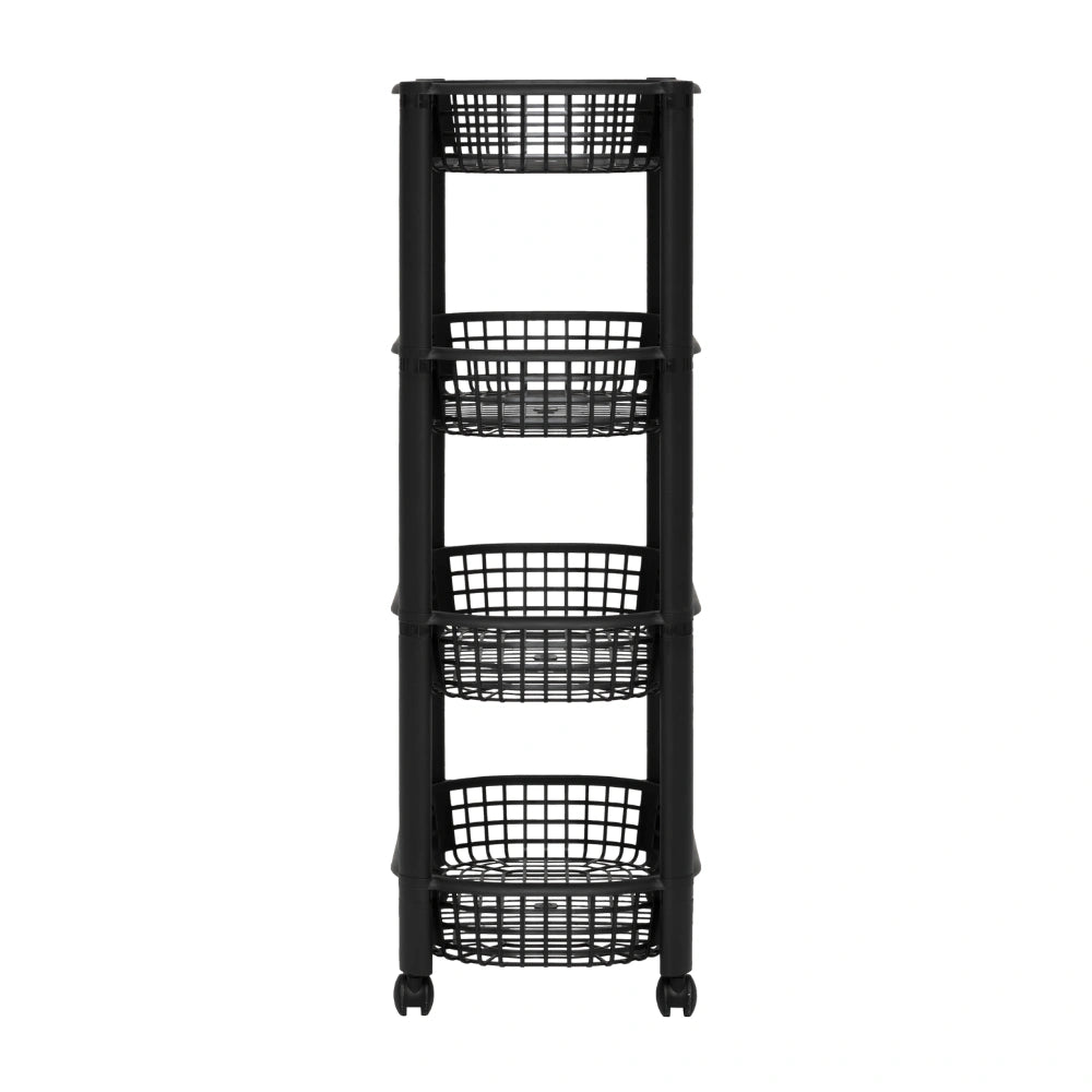 Kunststof zwarte trolley met 4 mandjes Five®