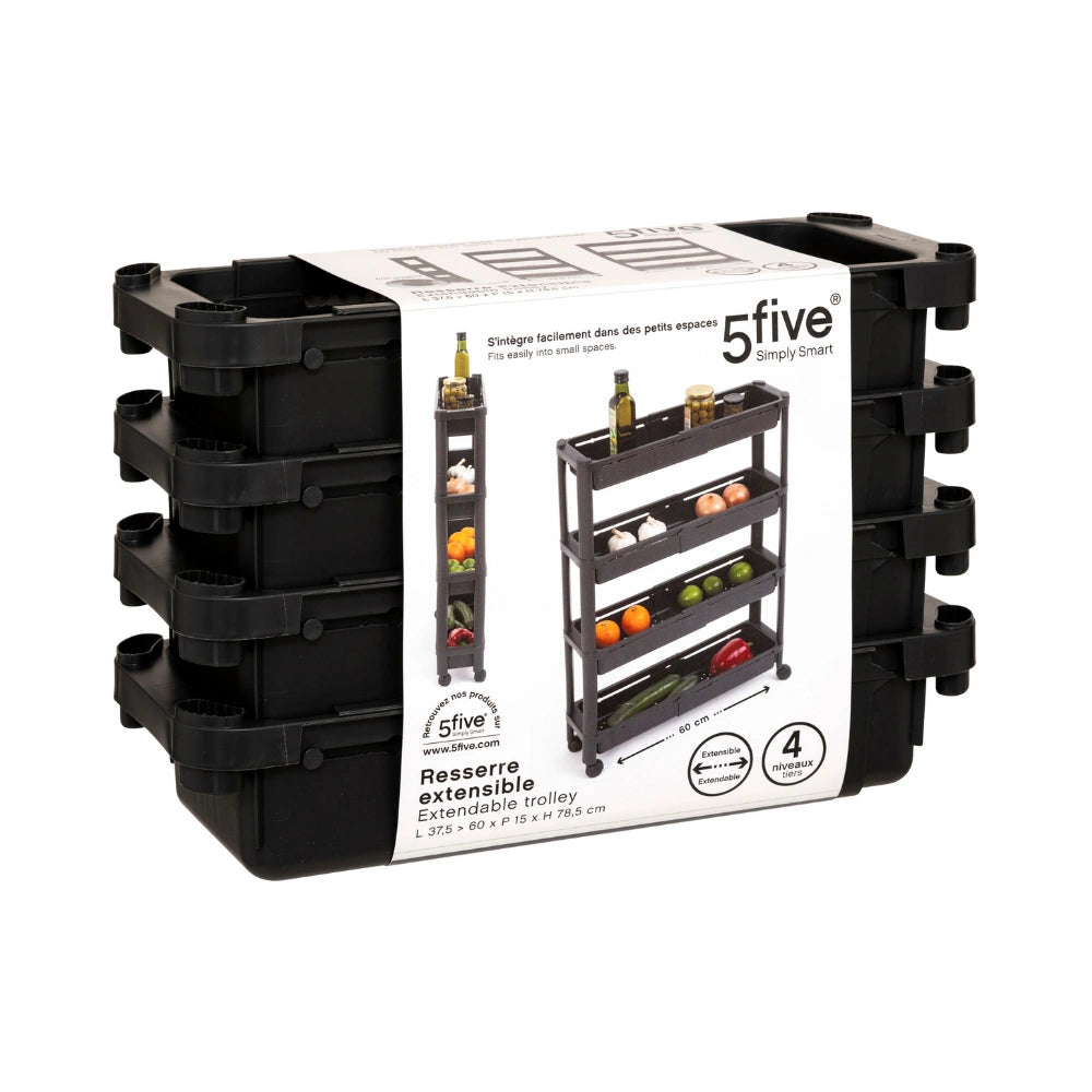 Uitschuifbare zwarte trolley Five®