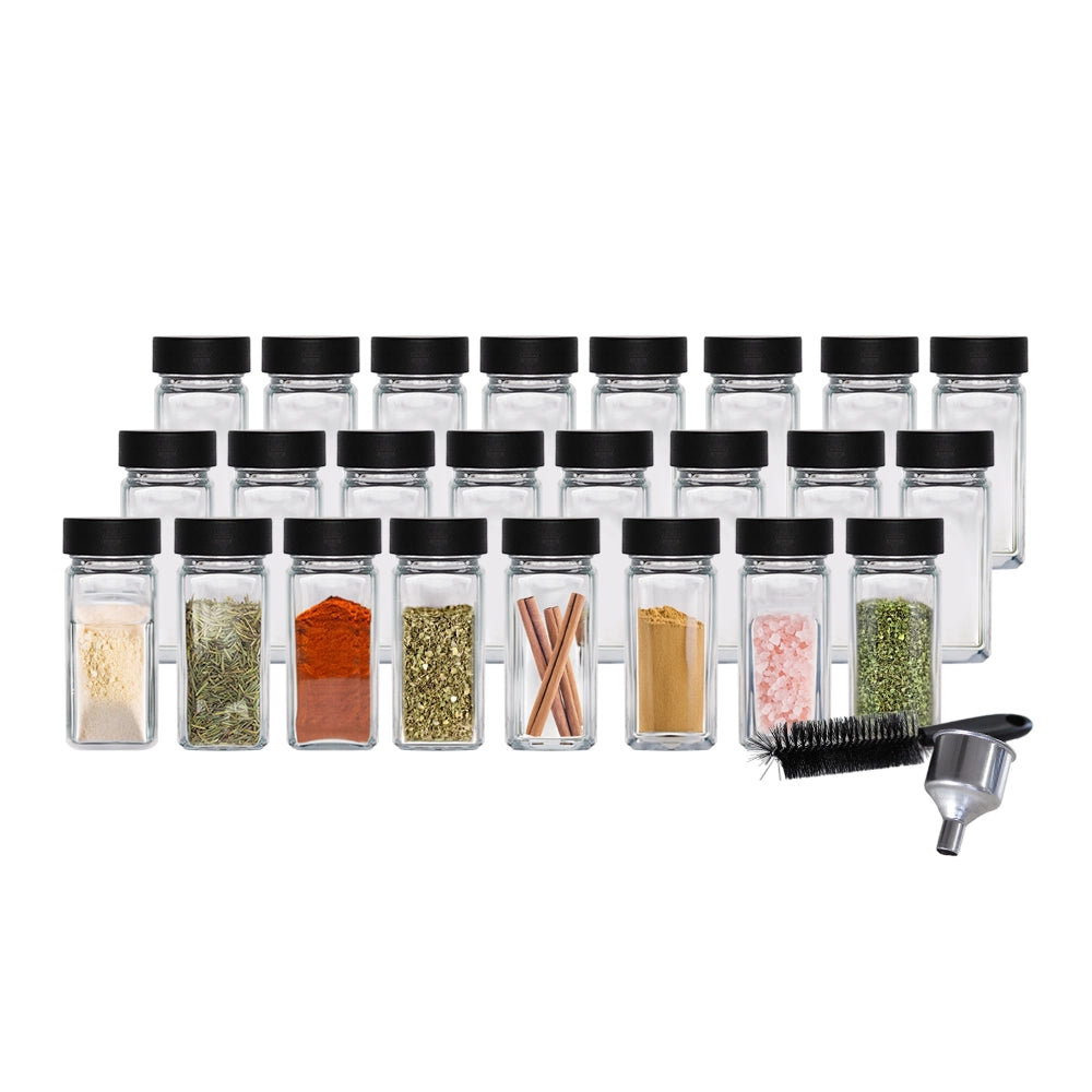 So Clever Vierkante Kruidenpotjes 120 ml (24 st.) Bamboe Zwarte Deksels