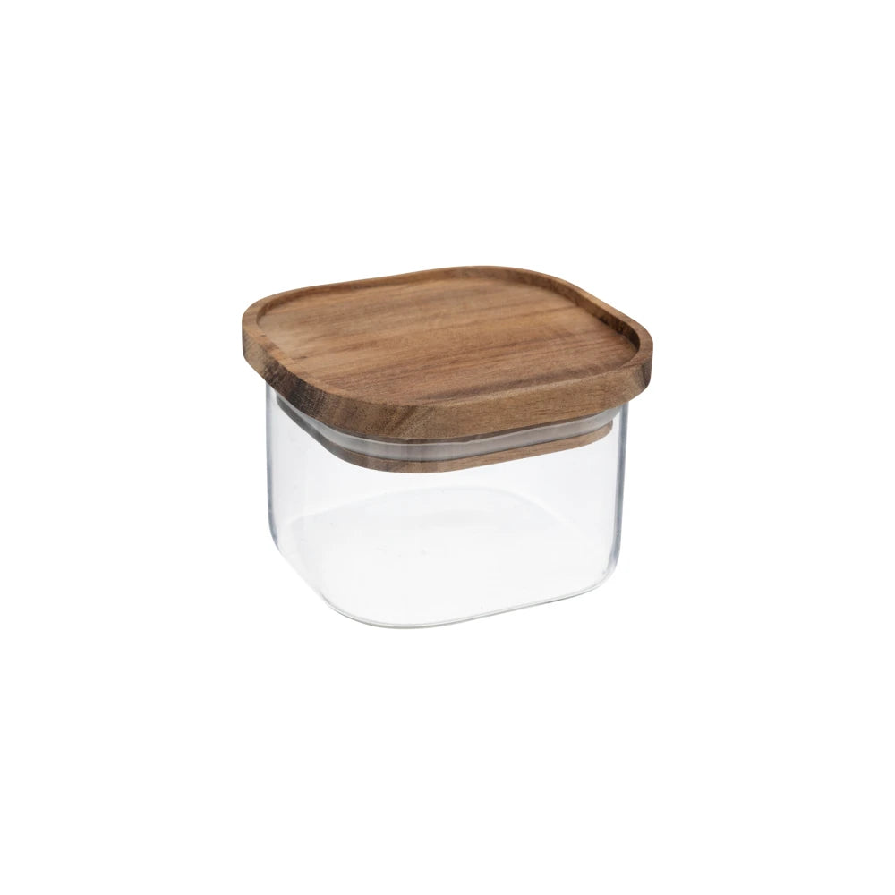 Glazen voorraadpot 400 ml acacia deksel Five®