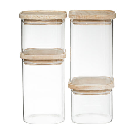 voorraadpotten met houten deksel five