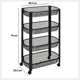 Kunststof zwarte trolley met 4 mandjes Five®