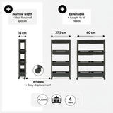 Uitschuifbare zwarte trolley Five®